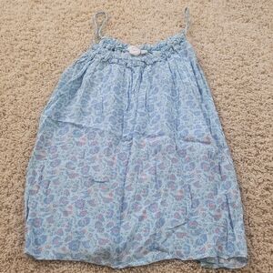 GAP M Ruched Cami In Turquoise Print Lightweight Flowy Floral Summer Top